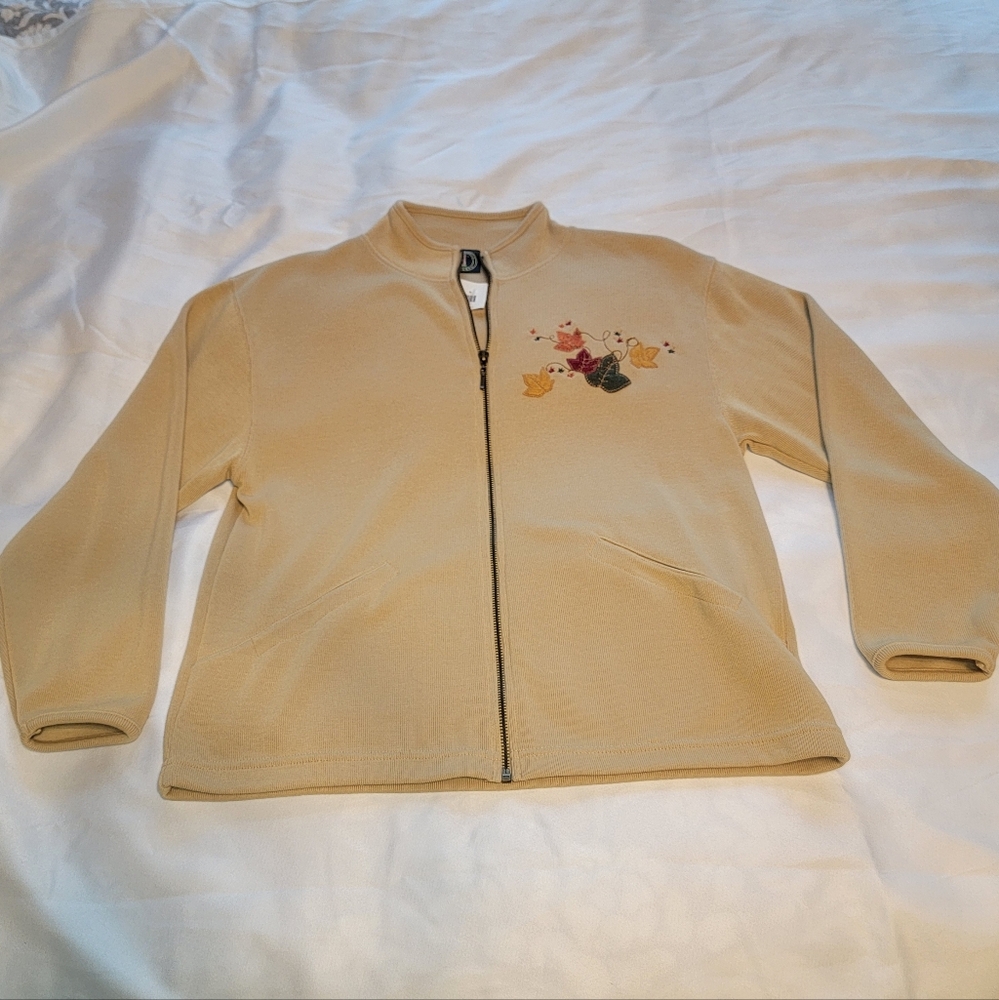 Embroidered Lighthouse Apparel Sweater Full Zip Small Autumn Leaves Vintage 90s - Picture 3 of 12
